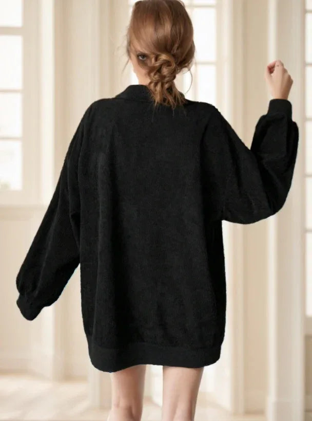 Women Casual Zip Up Front Long Sleeve Leopard Print Sweatshirt - Gizmo Galaxy