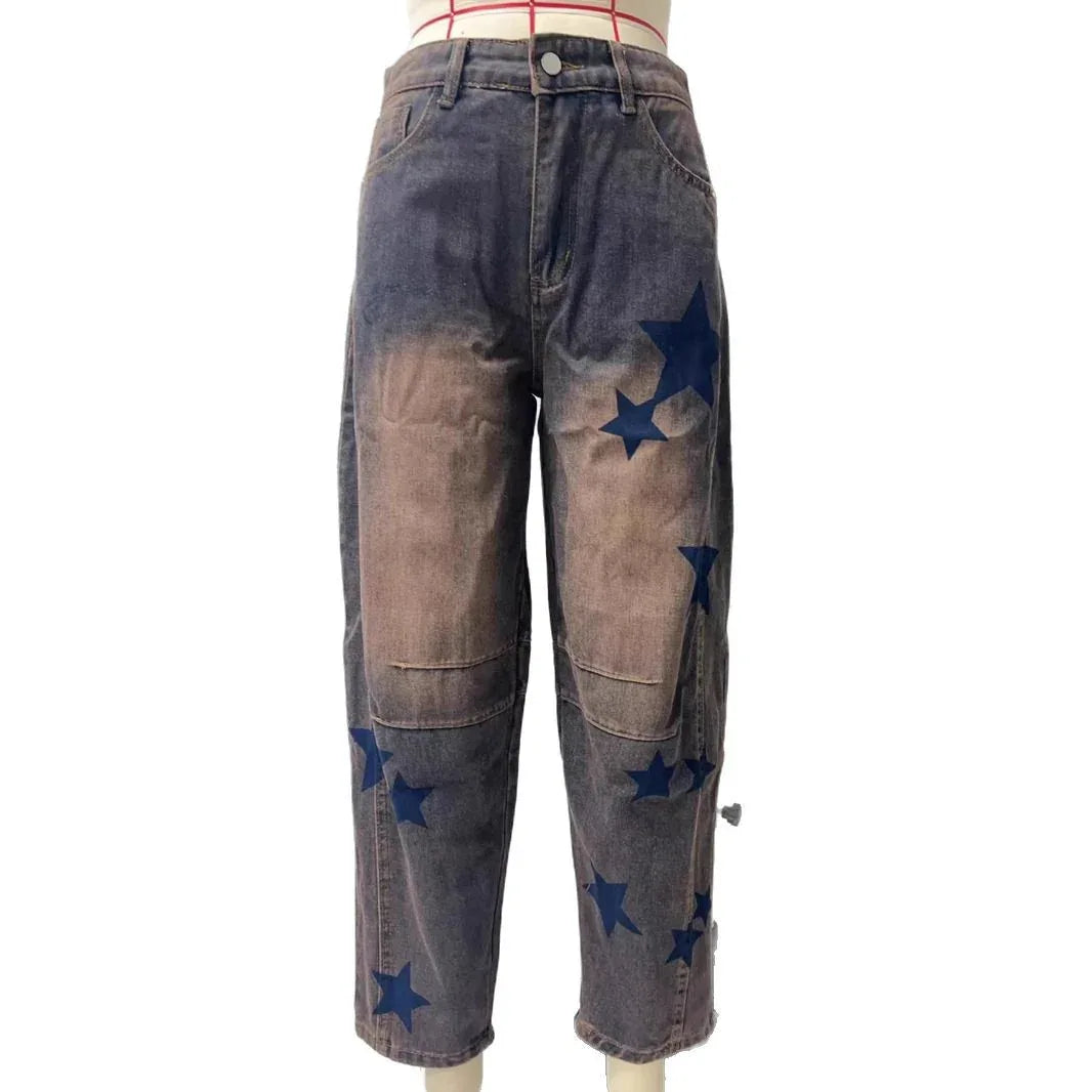 Casual Loose Mid Waist Cylindrical Women's Jeans - Gizmo Galaxy