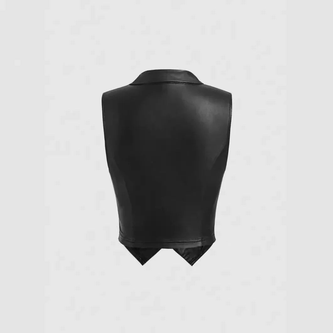 Leather Suit Collar Short Shipment Button Vest - Gizmo Galaxy