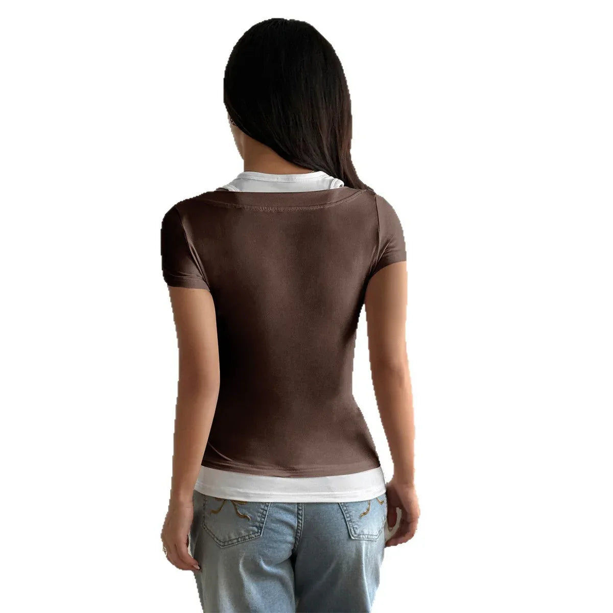 Button Slim Fit Short Sleeve Vest Women's T-shirt - Gizmo Galaxy