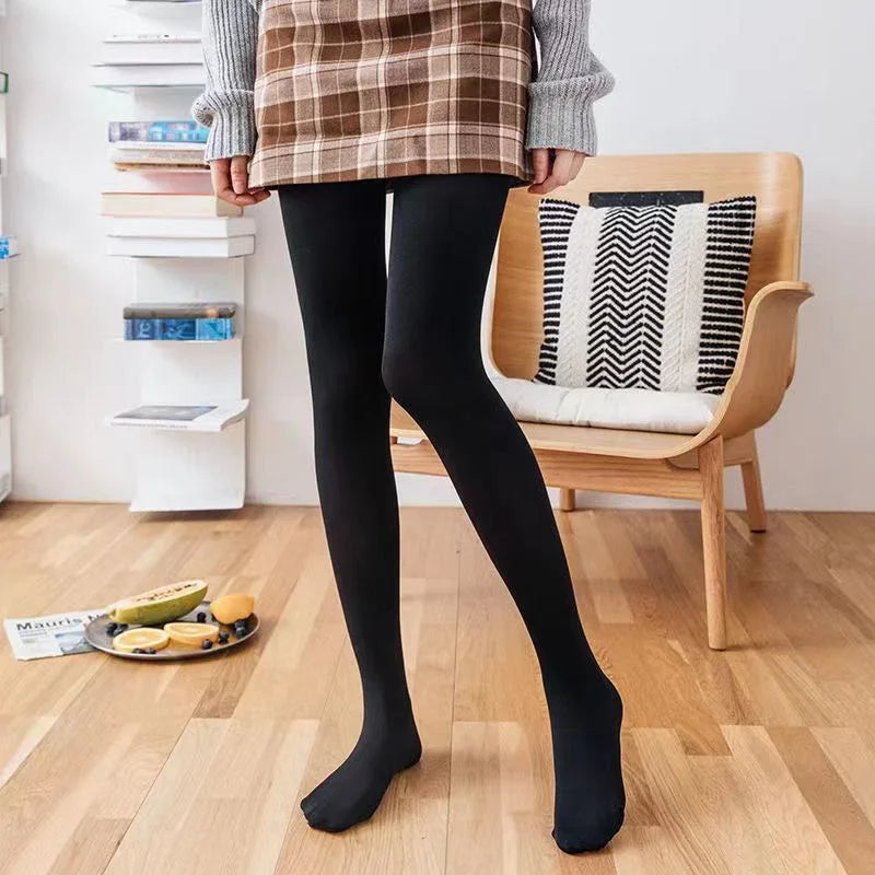 Plus-size Black Sheer Fleece-lined Leggings - Gizmo Galaxy