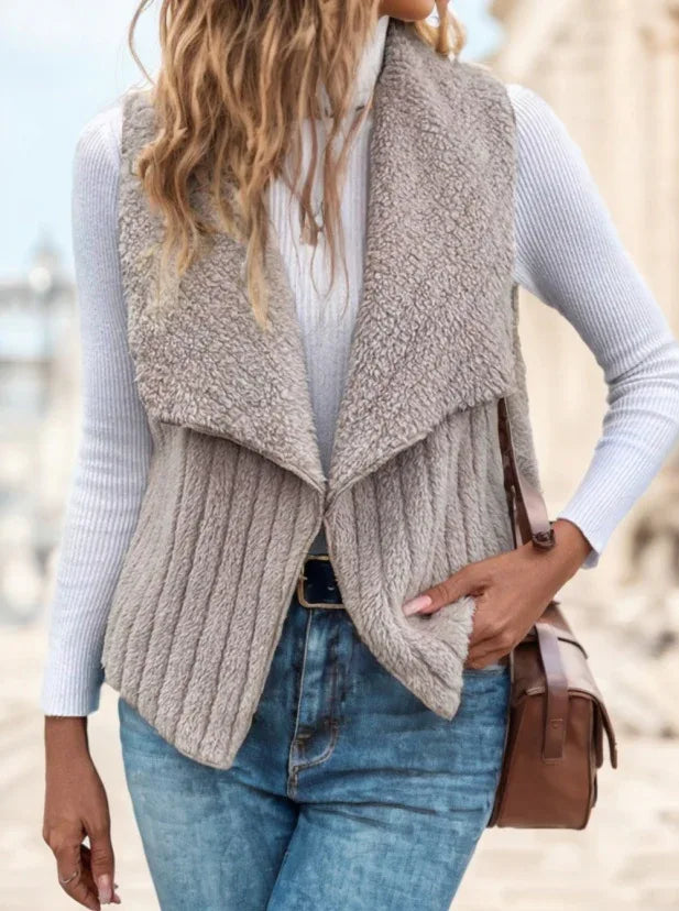Waterfall Collar Open Front Vest Coat - Gizmo Galaxy