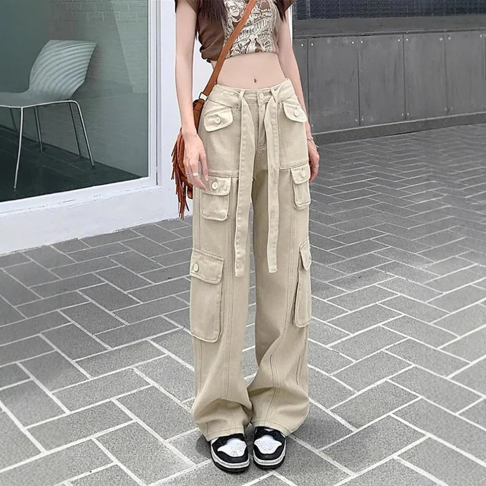 Women's American Vintage Multi-pocket Distressed Loose Cargo Pants - Gizmo Galaxy