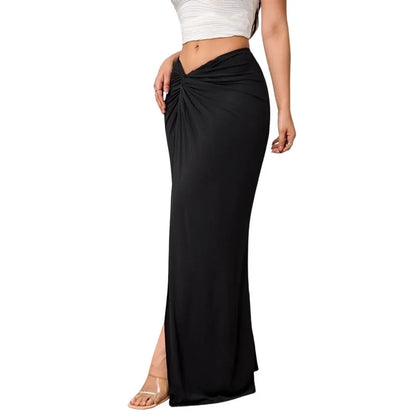 Women's High-end Elegant Skirt, Autumn And Winter New High-waist Slit Midi Skirt - Gizmo Galaxy