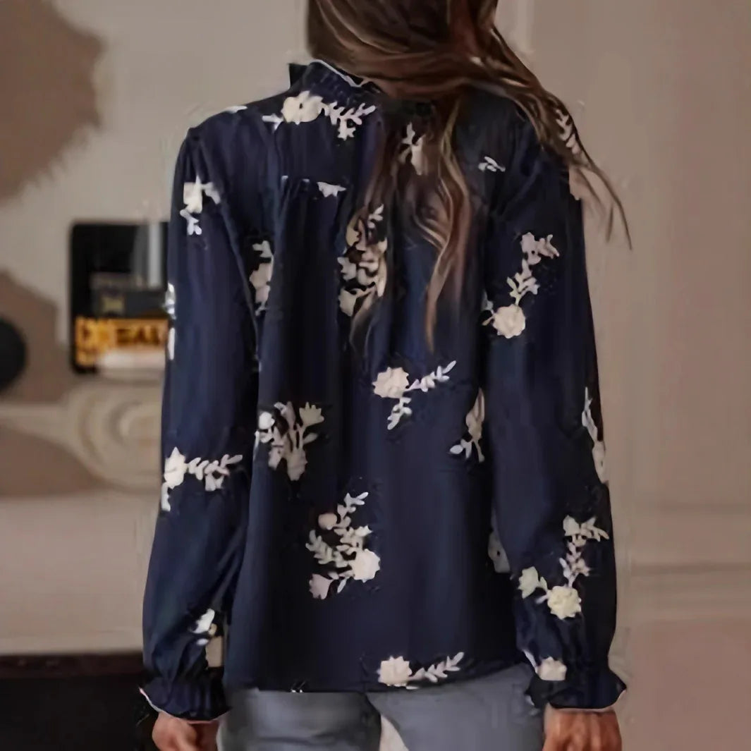 Women's Long-sleeved Western-style Chiffon Blouse With Embroidery - Gizmo Galaxy