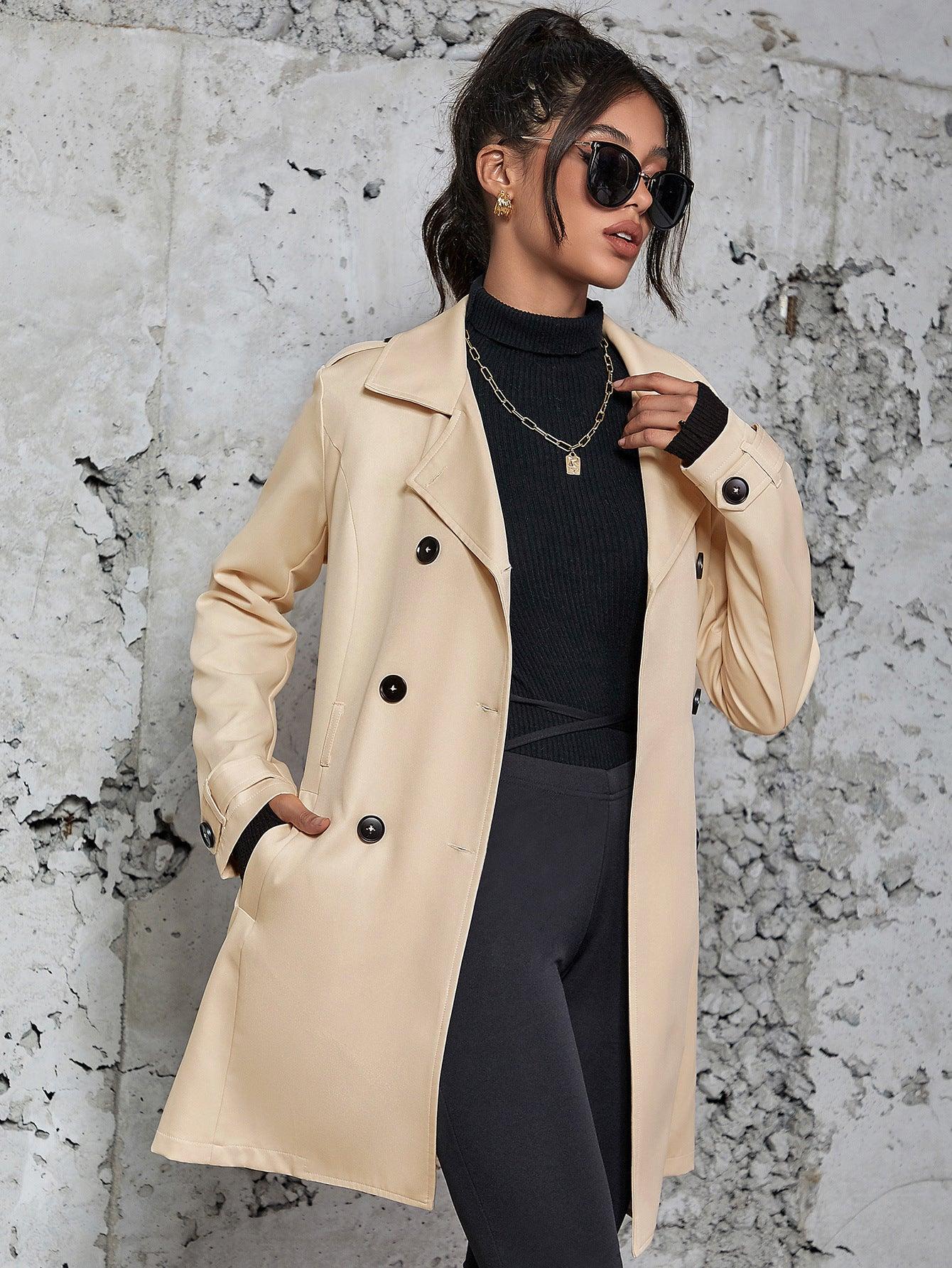 Women's Mid-length Trench Coat British Style Coat - Gizmo Galaxy