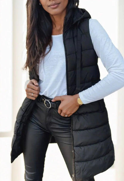 Women'S Elegant Hooded Puffer Vest - Gizmo Galaxy