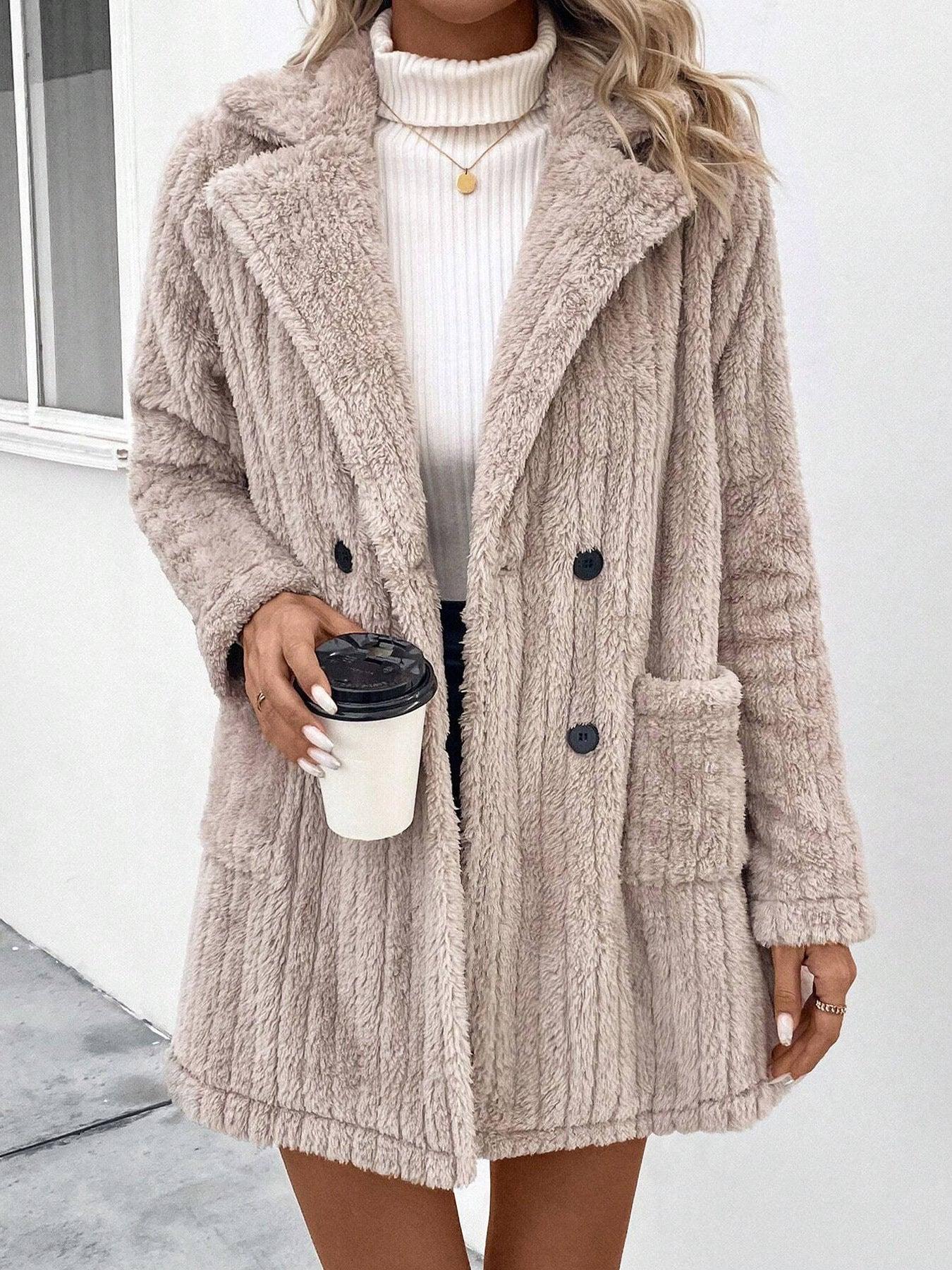 Double-sided Plush Lapel Cardigan Casual Top Coat - Gizmo Galaxy