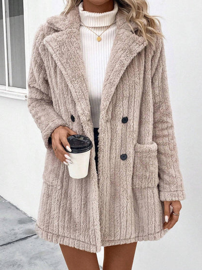 Double-sided Plush Lapel Cardigan Casual Top Coat - Gizmo Galaxy