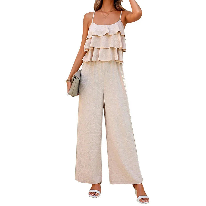 Women's European And American Style Lotus Leaf Suspender Jumpsuit - Gizmo Galaxy