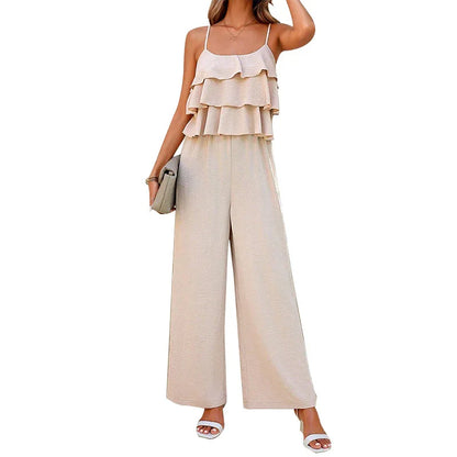 Women's European And American Style Lotus Leaf Suspender Jumpsuit - Gizmo Galaxy
