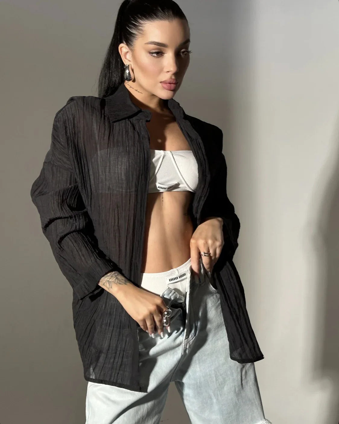 Comfortable Collar Decorated With Buttons Casual Top - Gizmo Galaxy