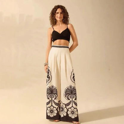 Women's Printed Casual Loose High-Waist Wide-Leg Pants - Gizmo Galaxy