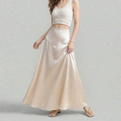 Women's Elegant Satin Loose Straight Skirt - Gizmo Galaxy