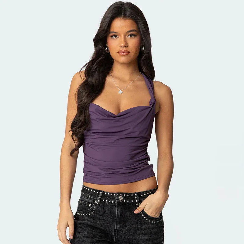 Women's Pleated Cross Cool Spicy Backless Underwaist - Gizmo Galaxy