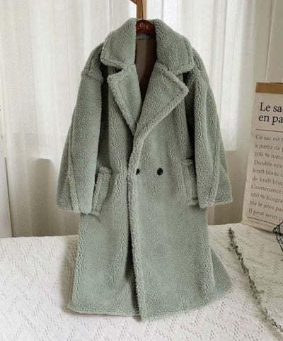 Lapel Lamb Fleece Coat With Pockets Faux Fur Coat Winter Warm Thickening Long Windbreaker Women's Clothing - Gizmo Galaxy