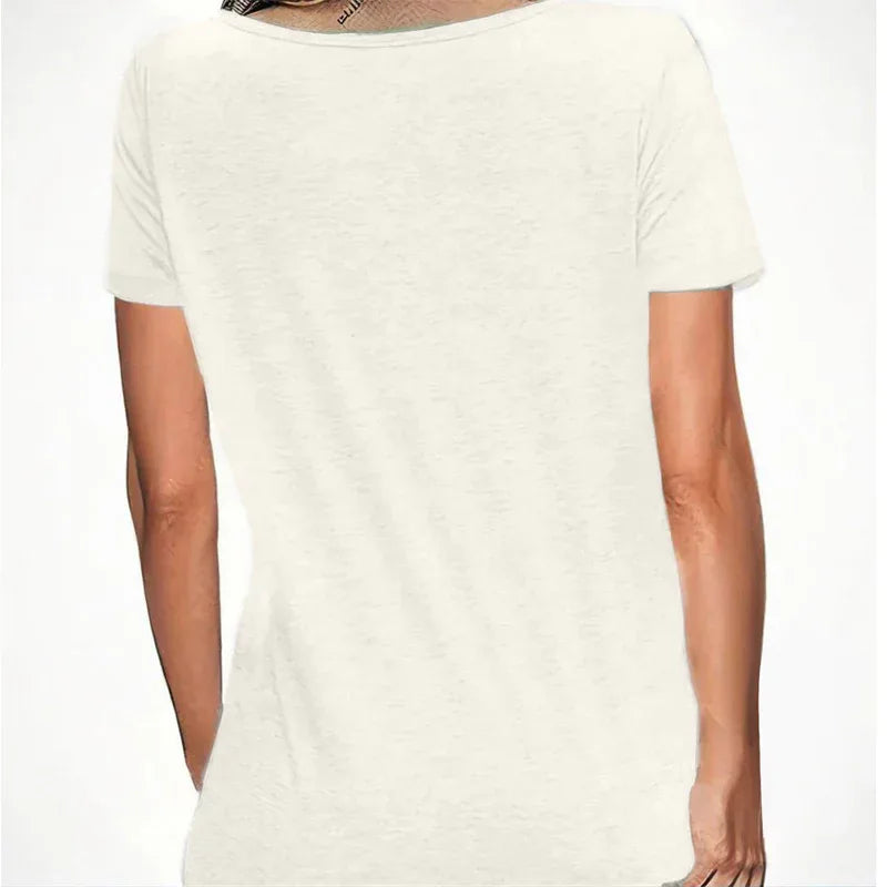 Women's Black Cat Print Round Neck T-Shirt - Cute Casual Short Sleeve Summer Top - Gizmo Galaxy