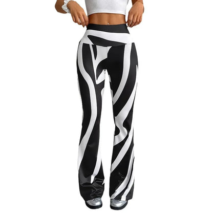 Bell-bottom Pants Fashion Printed High Waist Sheath Casual Pants - Gizmo Galaxy
