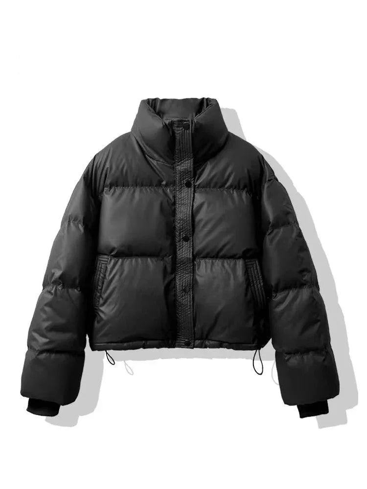 Wash-free PU Leather Cotton-padded Women's Short Thickened Small Cotton Coat Jacket - Gizmo Galaxy