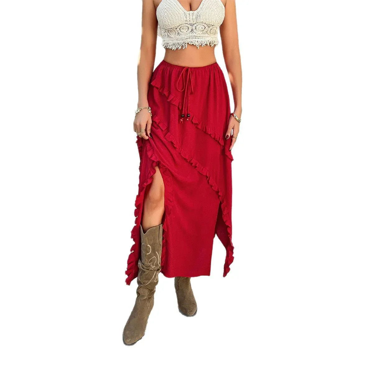 Women's Solid-Color Lace-Up Skirt In Casual Resort Style From Europe And America - Gizmo Galaxy