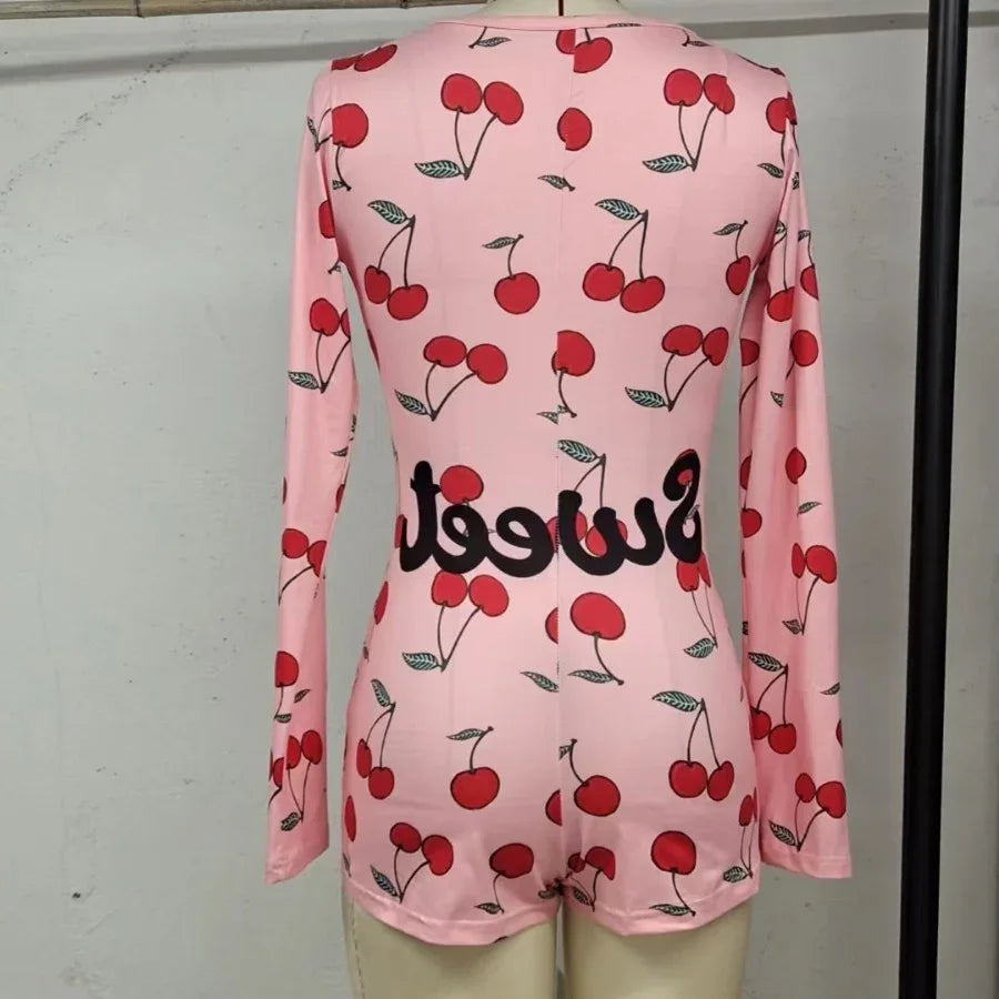 Full-body Printed Long-sleeve Underwear Bodysuit - Gizmo Galaxy