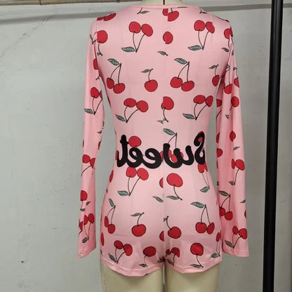 Full-body Printed Long-sleeve Underwear Bodysuit - Gizmo Galaxy