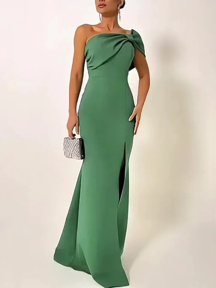 Green Bow Tube Top Evening Dress - Gizmo Galaxy