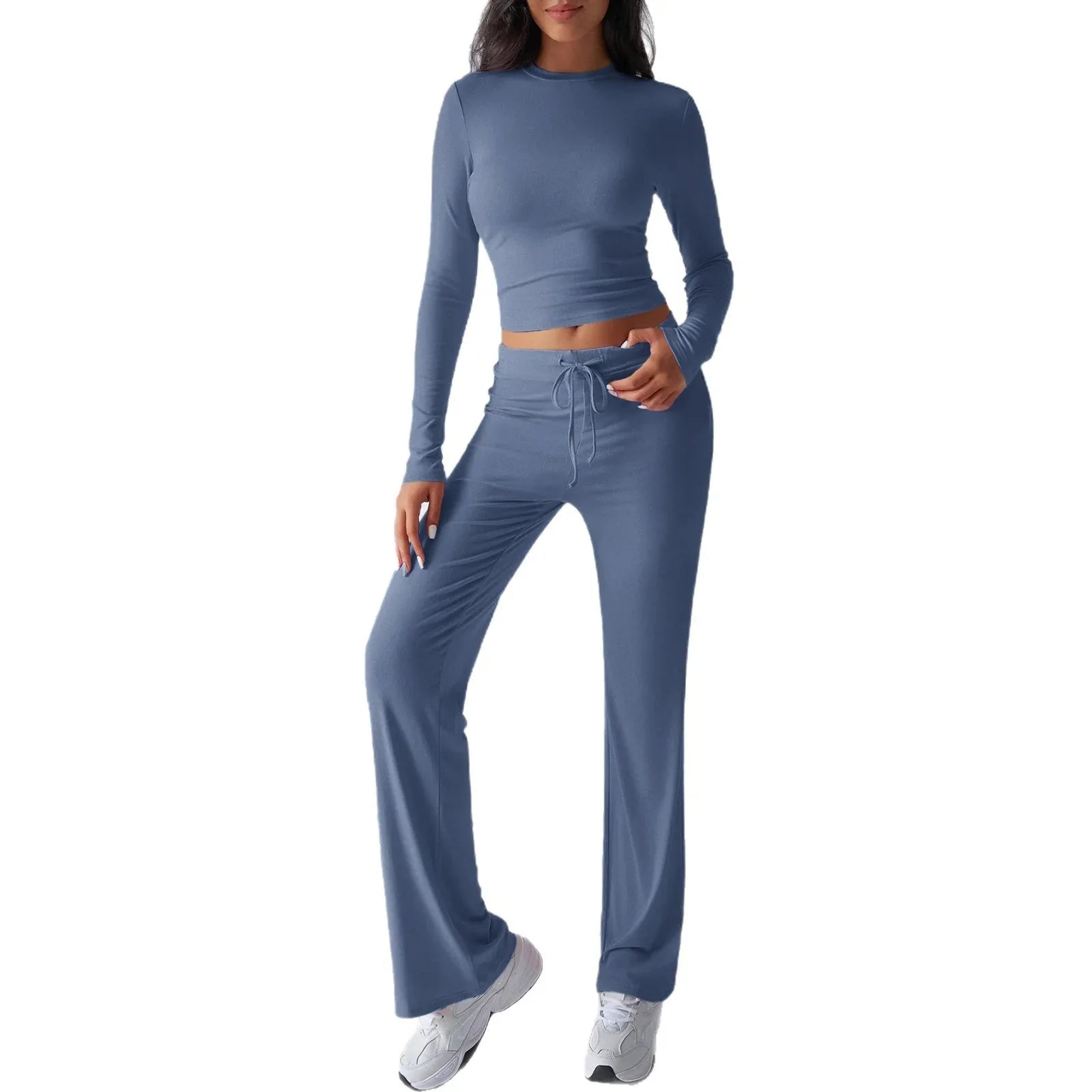 Sports Yoga Style Long-sleeved Straight Pants Casual Suit - Gizmo Galaxy