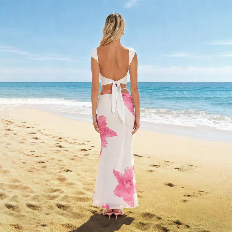 Summer Women's Beach Vacation Double-layer Tie-draped Skirt - Gizmo Galaxy