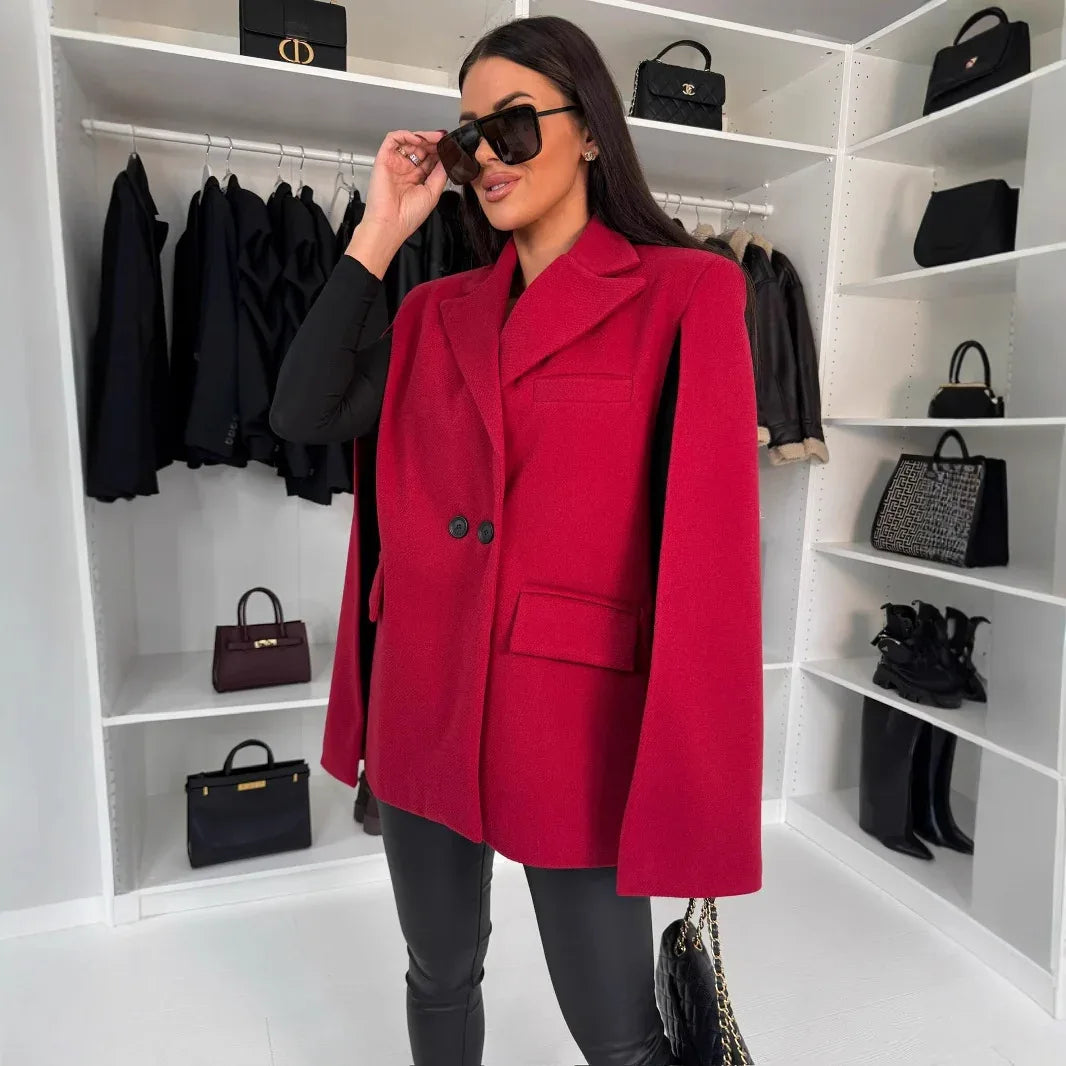 Fashion Solid Color Loose Shawl Coat - Gizmo Galaxy