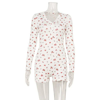 Women's Casual Versatile Fashion Floral Print Long-sleeved Jumpsuit - Gizmo Galaxy
