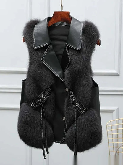 Fur Vests Coat Short Fox Vest - Gizmo Galaxy