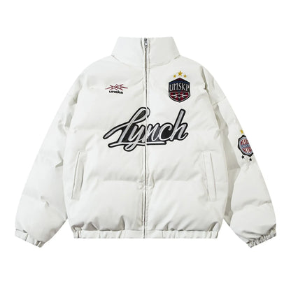 American Retro High Street Letter Embroidery Cotton Coat Jacket - Gizmo Galaxy