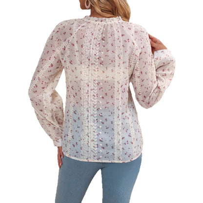 Womens Casual V-Neck Embroidered Shirt With Drawstring Trim - Gizmo Galaxy