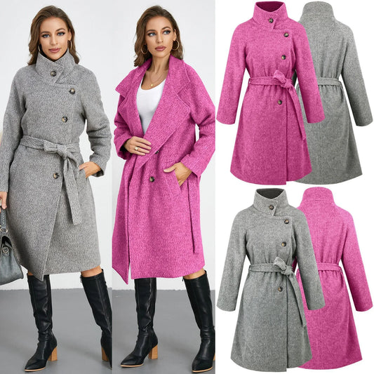 Solid Color Woolen Coat Warm Thickened - Gizmo Galaxy