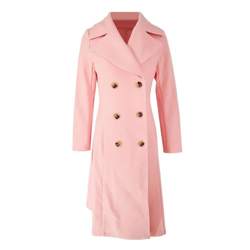 Women's Trench Coat Lapel Pocket Double Breasted Coat - Gizmo Galaxy