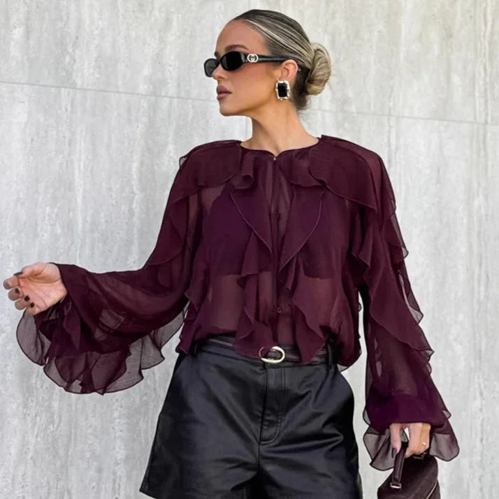 Fashionable High-end Layered Ruffle Blouse For Women - Gizmo Galaxy