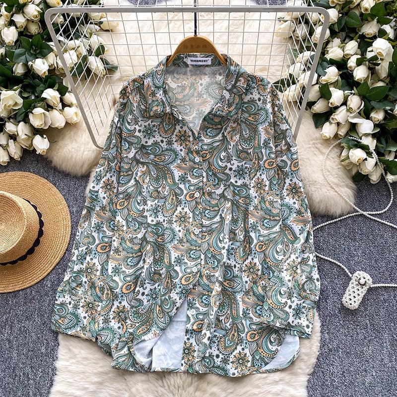 Relaxed Casual Shirt Women 2025 Autumn Europe And America Fashion Loose Slim Versatile Long Sleeve Printed Cardigan Top - Gizmo Galaxy