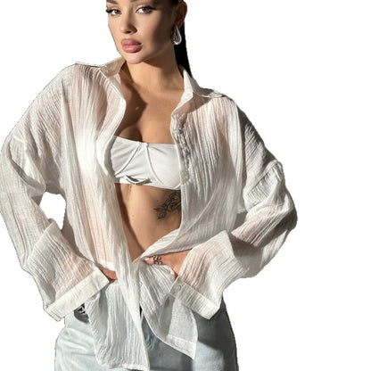 Comfortable Collar Decorated With Buttons Casual Top - Gizmo Galaxy