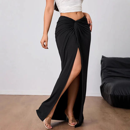 Women's High-end Elegant Skirt, Autumn And Winter New High-waist Slit Midi Skirt - Gizmo Galaxy