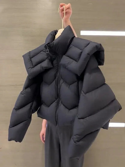 High-grade Cotton-padded Jacket Thick Black - Gizmo Galaxy