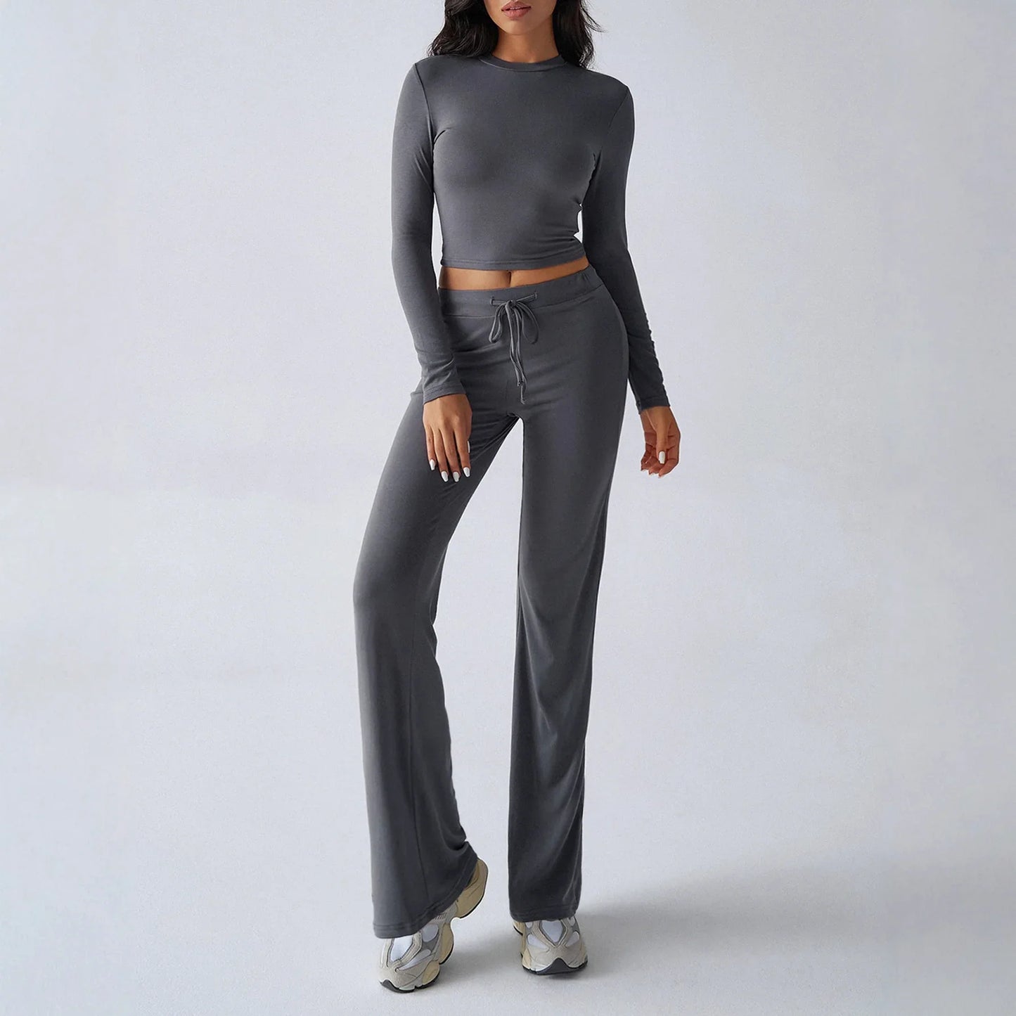 Sports Yoga Style Long-sleeved Straight Pants Casual Suit - Gizmo Galaxy