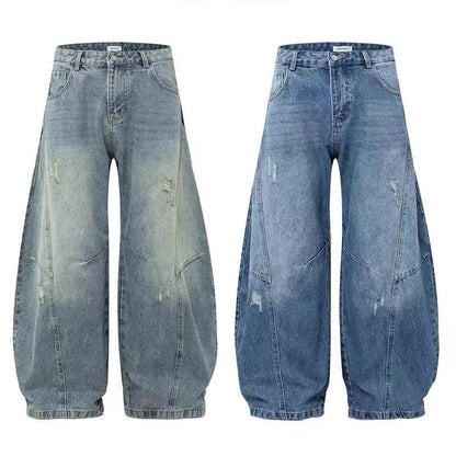 Ripped Denim Jeans Loose Straight-leg Design Couples Wide-leg Style American High-street Pants With A Cool Edgy Vibe - Gizmo Galaxy