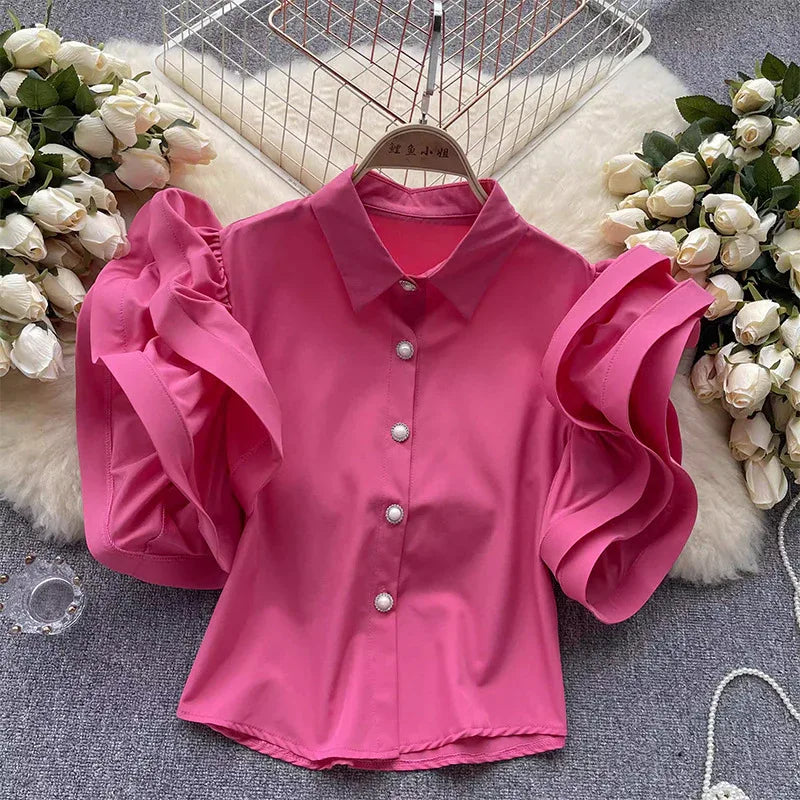 French Niche Design Ruffled Blouse For Women - Gizmo Galaxy