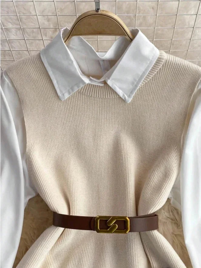 Women Vintage Apricot Split Hem Rib Knit Vest - Gizmo Galaxy