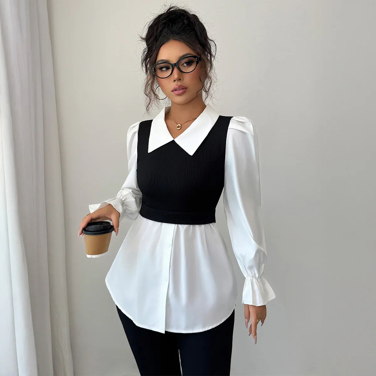 Simple Style Fake Two Pieces Shirts Vest - Gizmo Galaxy