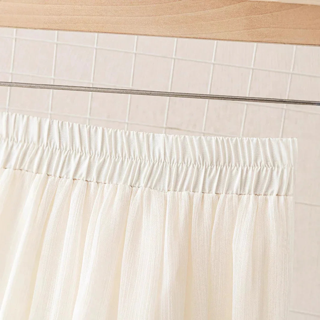 Women's Solid Textured Mesh Casual Loose Wide-leg Pants - Gizmo Galaxy