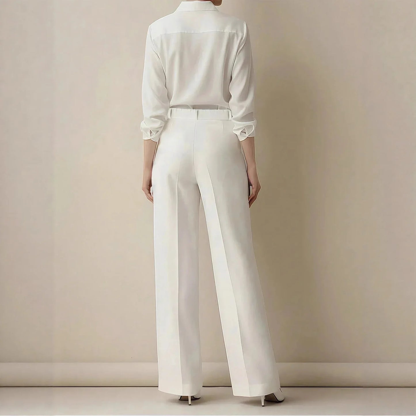 White High-waisted Loose Straight-leg Casual Pants - Gizmo Galaxy