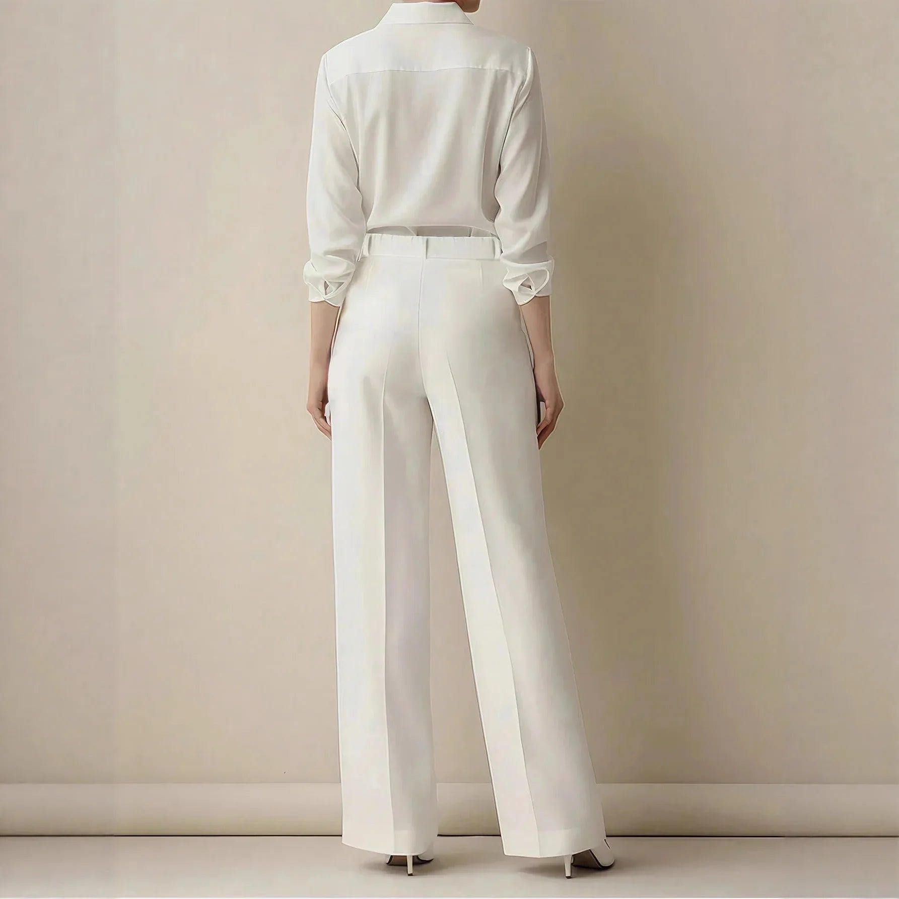 White High-waisted Loose Straight-leg Casual Pants - Gizmo Galaxy