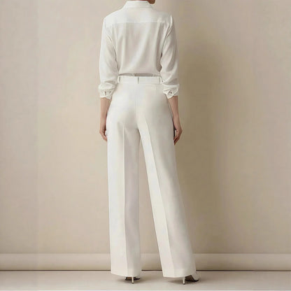 White High-waisted Loose Straight-leg Casual Pants - Gizmo Galaxy